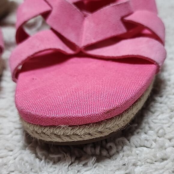 COLE HAAN CRYSTAL WEDGE SANDAL 7MM NEON FUSIA LEATHER ESPADRILLES LADIES 11 NWOB - Picture 3 of 16